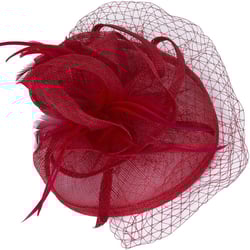 Vijiv Women Vintage Derby Fascinator Hat with Veil Pillbox Headband Feather Cocktail Tea Party