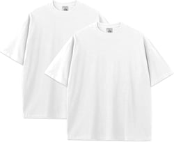 Men's 7.5oz Max Heavyweight Cotton Short Sleeve Crew Neck T Shirt Plain Blank Tee Regular Big&Tall Size (Pack of 2) 4X-Large White
