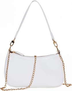 Clutch Tote Handbags Vegan Leather Shoulder Bag for Women Crossbody Purse with 2 Removable Straps and Zipper Closure White
