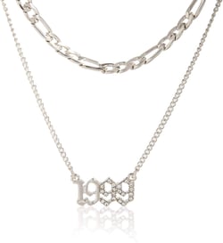 Dainty Layered Choker Necklace Crystal Necklaces Birth Year Number Charm Pendant Necklace for Women Girls Birthday Gift Friedship Jewelry 18K Gold Plated/Silver,1996-2005 1999-SILVER