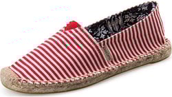 Alexis Leroy Women's Summer Stripe Canvas Flat Espadrilles 6-6.5 Red