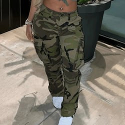 Black and Friday Clearance Sale Deal GaThRRgYP Pants for Women Clearance,Women's High Waist Straight Tube Multicolor Camouflage Cargo Pants