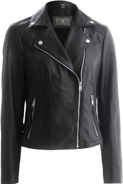 Genuine Lambskin Leather Jacket for Women – Sophie Classic Women’s Leather Biker Jacket Small Black