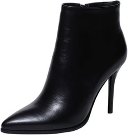 COLETER Women's Leather Ankle Boots Thin Heels Pointy Toe Zipper Daily Wear Booties