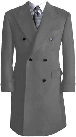 Men's Winter Coat Men's Wool Jacket Long Coat Lapel Double-Breasted Windbreaker Comfortable Casual Men's Coat X-Large Gray
