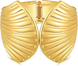 FAERLIIRY Gold Chunky Bracelets for Women Seashell Wide Cuff Bangle Bracelet Open Hinged Bracelet Vintage Exaggerated Statement Polished Bangle Punk Gold Arm Cuff Bracelets