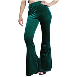 YYDGH Women Velvet Flare Pants High Waist Bell Bottom Long Pants Casual Summer Solid Color Trousers Green Green