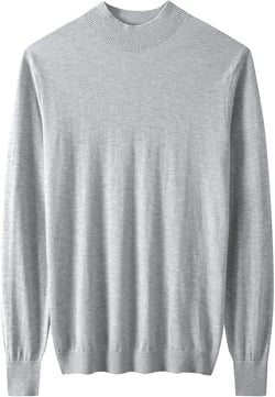 ZHILI Men's Fine Knit, 100% Merino Wool, DXL Big and Tall, Turtleneck Sweater Medium Light Grey