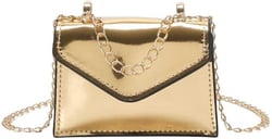 GORGLITTER Women's Metallic Crossbody Bags Adjustable Chain Strap Handbags Shoulder Bag Flap mini Square Bag One Size Gold