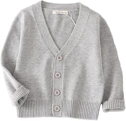 PTPUKE Unisex Boy' Girls' Cardigans Sweater V-Neck Long Sleeve Button Soild Cotton Knit Sweaters for 1-8 Years 5-6 Years Grey