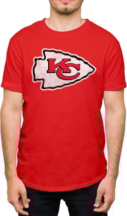 Hybrid Sports NFL - Distressed Team Logo - Officially Licensed Adult Short Sleeve Fan Tee for Men & Women Kansas City Chiefs X-Large Kansas City Chiefs - Red
