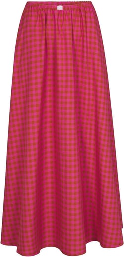 Women's Gingham Maxi Skirt Y2k Long Flowy A-Line Skirt Boho Plaid Checkered Pleated Ruffle Tiered Skirts Streetwear Small D Gingham Checkered Red