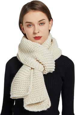 Surblue Winter Chunky Knit Scarf Warm Thick Wrap Pattern Long for Men and Women for Outdoors White