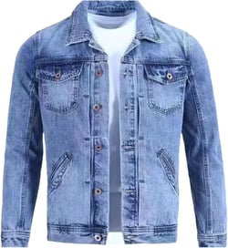 YTR6TW Men's Spring Fall Vintage Denim Jacket Men's Fashion Cargo Jacket Men's Korean Casual Slim Denim Jacket X-Large Light Blue