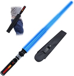Light Up Saber for Kids, Blue Light Swords with FX Sound, Expandable Light Swords Set for Galaxy War Fighter Warriors Halloween Dress Up Parties (with Belt Clip)
