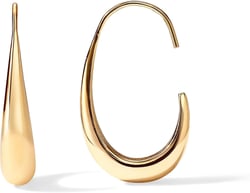 PAVOI 14K Gold Plated 925 Sterling Silver Post Lightweight Teardrop Hoop Earrings for Women | Small Oval Pull-Through Statement Earrings Yellow Gold