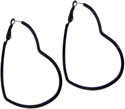 Classic Stainless Steel Colorful Hoop Earrings Big Round Hoop Earrings Multiple Colors For Women Girls Heart-BLK
