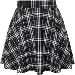 Hanna Nikole Women Plus Size Casual Mini Skater Skirt Elastic Lining High Waist Basic Flared Skorts Pleated with Pocket 24 Plus Plaid