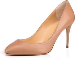 XYD Women Classic Slip On Pumps Multi Solid Color/Print High Heels Stilettos Bridal Evening Party Dress Shoes 7 Nude Leather