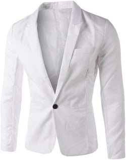 Slim Fit Blazer for Men Fashion One Button Wedding Blazer Dress Suit Jacket Party Work Business Casual Sport Coat Large White