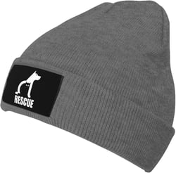 Dog Rescue Animal Cat Rescue Knitted Hat Black Winter Knit Warm Beanie Trendy Ski Skull Cap for Men Women One Size Deep Heather