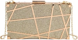 Reberomantic Women Shiny Metal Handbag Chain Geometric Evening Clutch Purse for Party Wedding Daily Z-line Gold