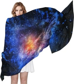 Fashion Universe Space Galaxy Print Chiffon Scarf Long Wrap Stole Shawl Wrap for Women Multi5