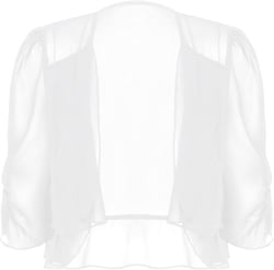 Womens 3/4 Sleeve Ruffle Chiffon Bolero Shrug Cardigan Evening Wedding Party Dress Cover Up 3X-Large White
