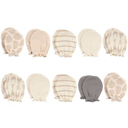 Hudson Baby Infant Unisex Cotton Scratch Mittens, Modern Giraffe, 0-6 Months