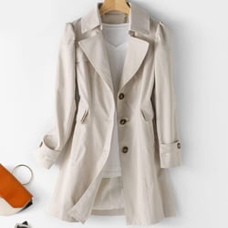 Autumn Trench Coat Woman Single-Breasted Mid-Long Women Trench Coat Overcoat Windbreaker Large Beige