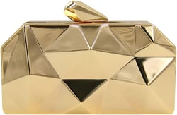 Buddy Women Lattice Metal Clutch Purse Geometric Chain Shoulder Bag Gold