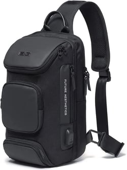 BANGE Sling Bag, Waterproof Men's Chest Bag Shoulder bags Crossbody Sling Backpack for Men-Black