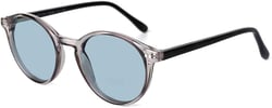 TIJN Polarized Colored Sunglasses for Womens Mens,Retro Small Round Frame,UV400 Protection Sunnies,Tinted Lens Vintage Style 13.transparent Grey/Light Blue