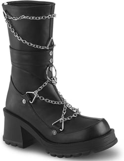 Demonia Women's Bratty-120 Ankle Boots 12 Black Vegan Leather