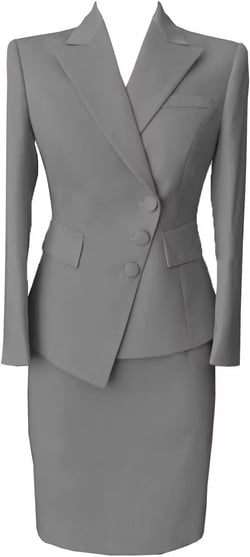 Women's 2 Piece Skirt Suit Lady Business Blazer Set Long Sleeve Slim Fit Jacket and Pencil Skirt Grey 6