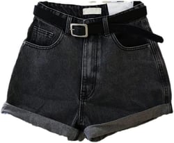 Women's Denim Tight Shorts Classic Vintage High Waist Blue Wide Leg Summer Caual Jeans Shorts X-Large Black Grey