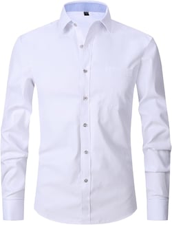 Men's French Cuff Dress Shirt Slim Fit Formal Business Button Down Shirt for Men Long Sleeve Random Cufflinks Medium White