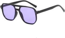 IKANOO Retro Oversized Square Aviator Sunglasses for Women Men 70s Vintage Trendy Double Bridge Plastic Sun Glasses Purple