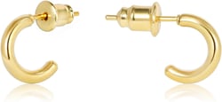 Lightweight Small Gold Hoop Earrings for Women, 14K Gold Open Huggie Hoop Earrings Hypoallergenic Tiny Hoop Earrings in Gold Silver Minimalist Hoops for Women (Set of 1-5 Pairs) 14K Gold - 6mm (1 Pairs)