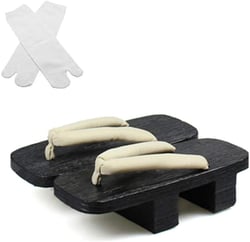 Japanese Traditional Shoes Geta [ Womens 5-9 Size ] Wooden Clogs Sandals Tabi Socks Sets Cosplay High Heel Slippers for Women 8 White