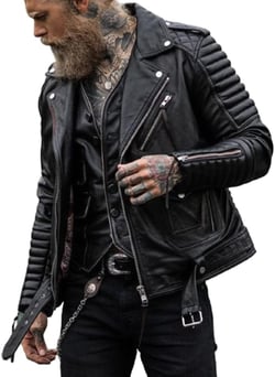 New Mens Black Quilted Motorcycle Jacket | Black Biker Leather Jacket For Men | Brando Vintage Riding Moto Jacket | Xs - 4xL X-Small Black