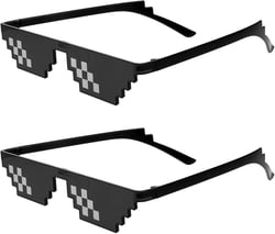 WLLHYF 2 Pack Thug Life Sunglasses Mosaic Pixel Glasses Party Dress Up Shades Funny Unisex Photo Props for Women Men Kid Black