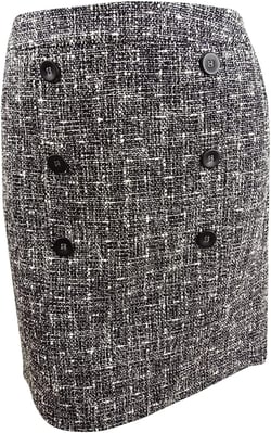 bar III Women's Button Detail Tweed Pencil Skirt Black Size 6