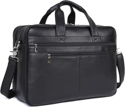 Men's 17 Inch Solid Genuine Leather Professional Laptop Briefcase Messenger Shoulder Bag