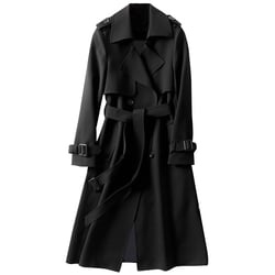 Outfmvch Trench Coat For Women 2023 Winter Coats For Women Trench Windbreaker Fit Coat Solid Long Slim Jacket Womens Winter Coats Black 3Xl