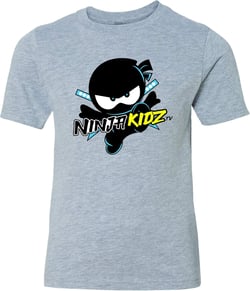 Official Original Logo Tee Boys Shirt, Dress Your Ninja Kids in Cool Kids Clothes, Ninja Shirt Merch Medium Heather Grey