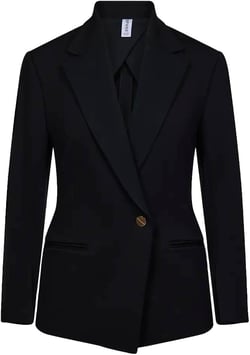 SPANX Women's Solid Black Ponte Asymmetric Tailored Blazer (US, Alpha, Large, Regular, Regular, Black)