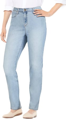 Woman Within Women's Plus Size Comfort Curve Straight-Leg Denim Jean 32 Plus Tall Light Wash