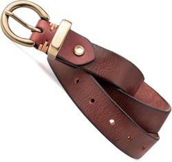 Womens Belts for Jeans Genuine Leather Belt Vintage Solid Brass Circle buckle Gift Box Packaging