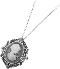 Retro Victorian Lady Cameo Pendant Necklace for Women Girls Cubic Zirconia Colorful Crystal Gothic Choker Necklaces Vintage Jewelry Gifts Holiday Silver